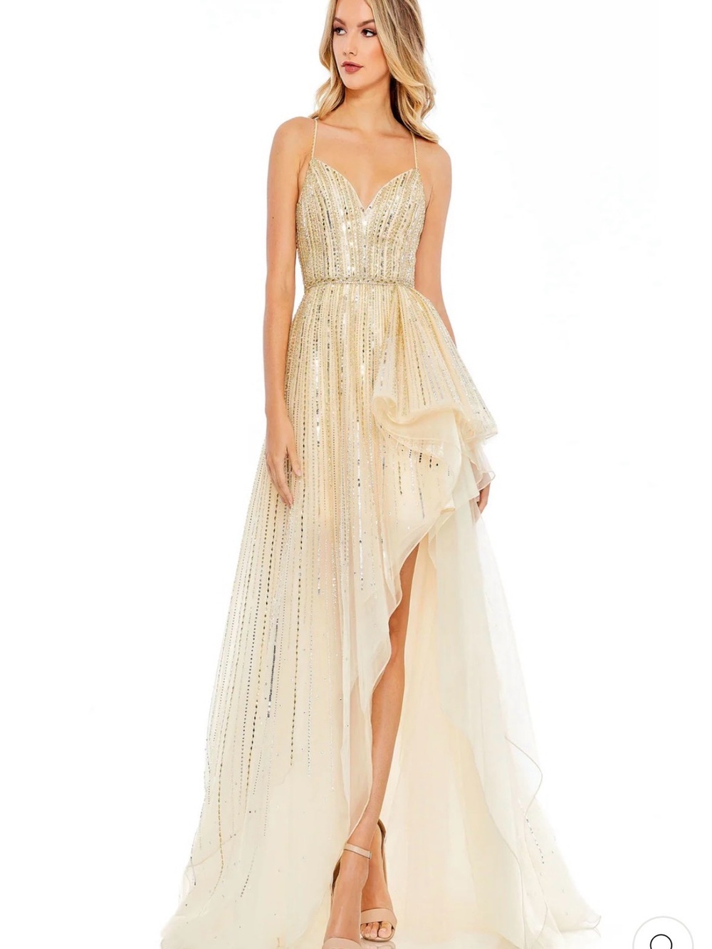 Mac Duggal Gold Sparkly Tulle Gown NWT Gala Prom Pageant Glam